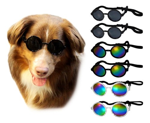 Paquete De 6 Gafas De Sol Redondas Para Perros Y Mascotas, R