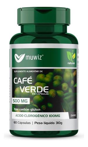 Green Coffee Café Verde 500mg 60 Cápsulas Muwiz - Original
