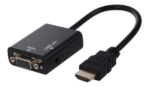 Imagem 3 de 4 de Cabo Adaptador Conversor Hdmi Para Vga Com Saída P2 De Áudio