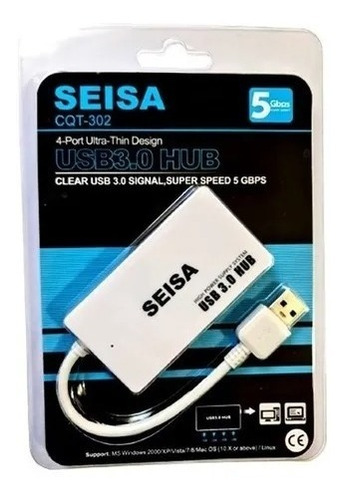 Hub Usb 3.0 / 2.0, 5gbps 4 Puertos Seisa Cqt-302 *itech