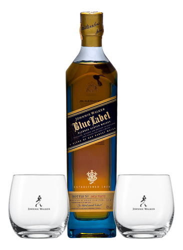 Johnnie Walker Blue Label 750ml Com 2 Copos De Vidro Jw