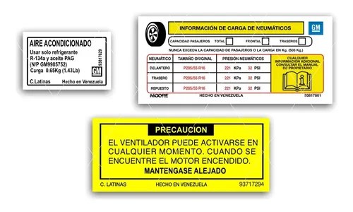 comprar Calcomanias De Precaución E Informacion De Chevrolet Cruze