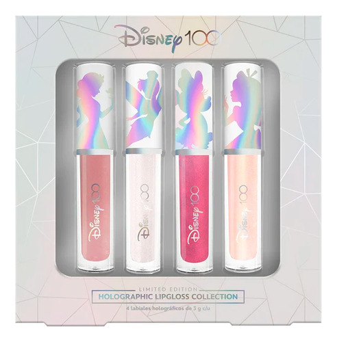 Kit 4 Labiales Gloss Colección Personajes De Disney 100