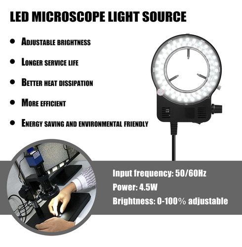 Microscopio Led De Brillo Ajustable Con Luz Redonda