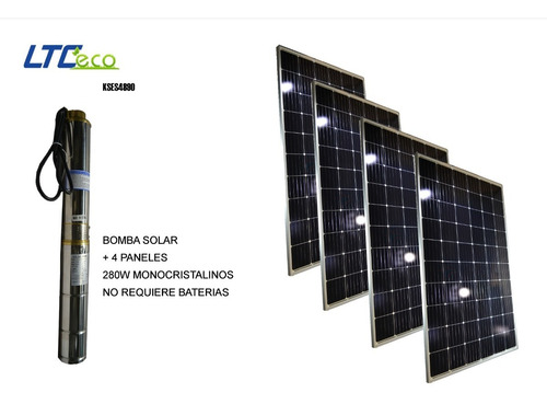 Kit Bomba Agua Solar 5000lph 90m  + 4 Panel 280w Mono