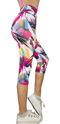 Capri De Lycra Sublimada Tiro Alto 1ºcalidad Talle 1 Al 6