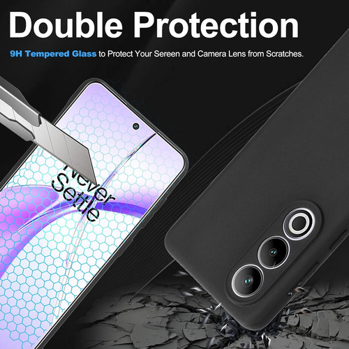 Funda Silicona Líquida Tpu Carcasa Para Oneplus Ace 3v+mica Negro Oneplus Ace 3v