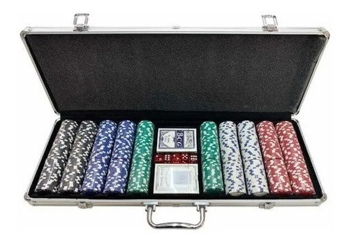 Juego De 500 Fichas De Poker 2 Deck Y Dados Profesional 