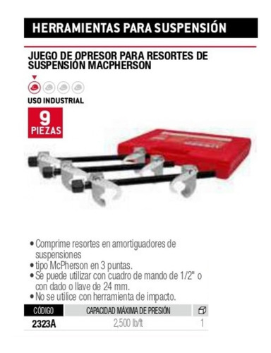 Juego Opresores De Resortes De Suspensión 9pzs Urrea 2323a
