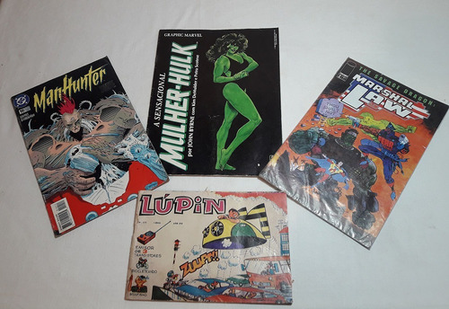 Lote 4 Comics Antiguos Importados Lupin Hulk Mujer, Etc. M