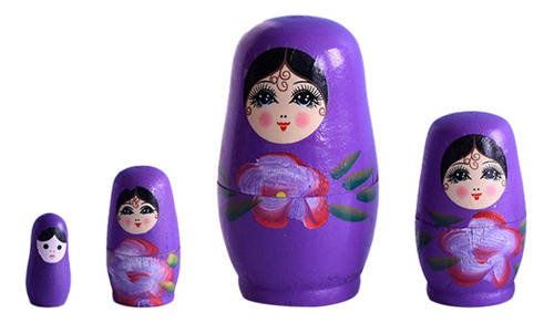 4x Muñeca Matryoshka Muñecas Rusas Anidadas Violeta