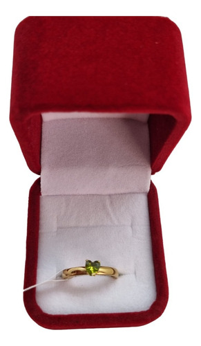 Anillo Baño Oro 18k Solitario Corazón Grueso