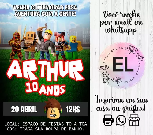 Convite de Aniversário Roblox - Imagem Legal