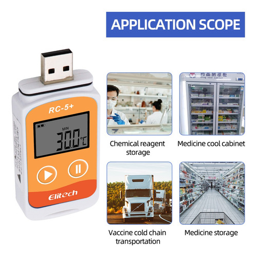 Data Logger Usb Temperatura Para Cadena D Frio Rc-5+ Elitech