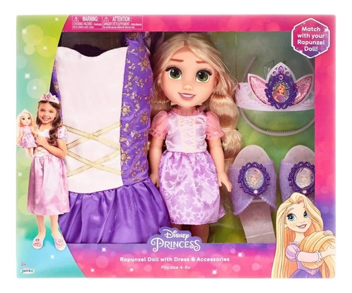 Disney Rapunzel Muñeca Y Disfraz Para Niña, Con Accesorios
