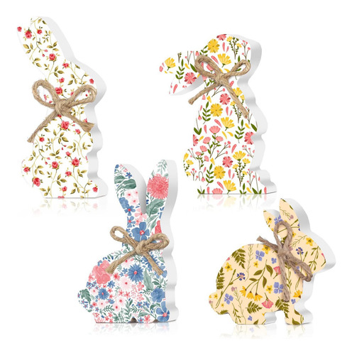 Juego De Decoración De Conejito De Pascua De Madera G Orname