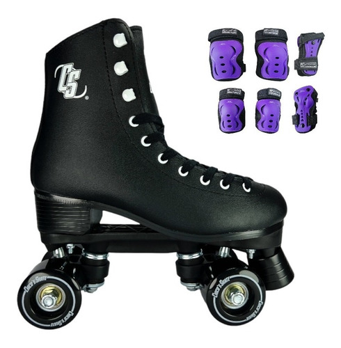 Patines Artisticos 4 Ruedas Skate En Goma Con Protecciones