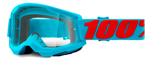 Gafas 100% Strata 2 Summit Downhill con lentes espejadas @# Montura Summit, color azul, lente cristal/transparente, talla única