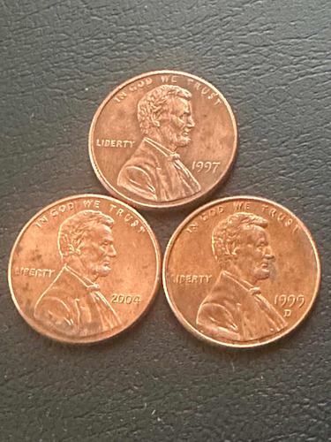 3 Monedas De 1 Centavo Usa Diferentes Fechas