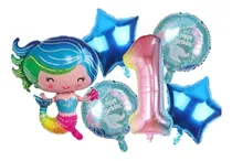 Comprar Set Deco Sirenita Globo 3d 65cm + Globo Numero De 70cm