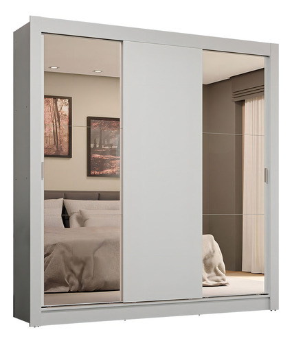 Guarda-roupa Casal 3 Portas Espelhos Sublime Plus Madesa B Cor Branco