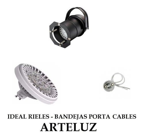 Spot Cabezal Escenario Negro Gu10 220v Ar111 Led Con Lámpara