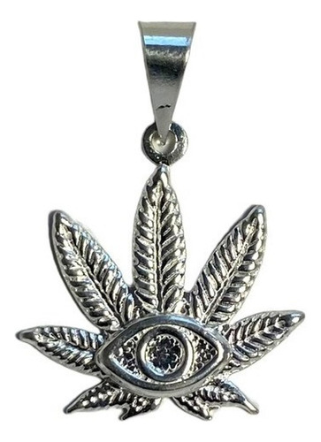 Dije Medalla De Planta Cannabis Y Ojo Plata Solida 925