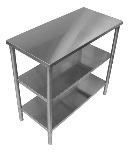 Mesa Isla Doble 100% Acero Inox 95x45x90 Envio Gratis