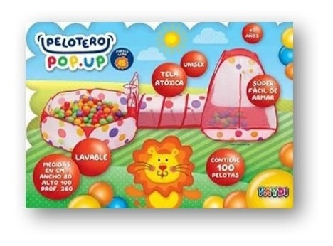Imagen 2 de 6 de Carpa Infantil + Pelotero Con Túnel Autoarmable Con 100 Pelo