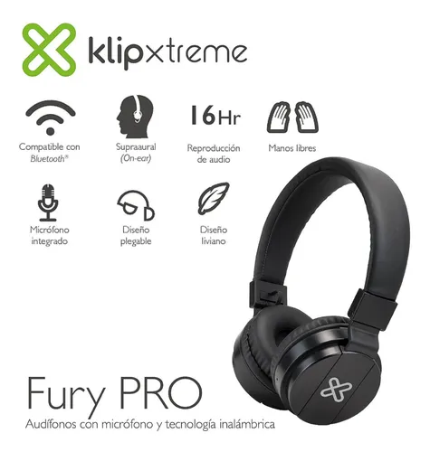 AUDIFONOS BLUETOOTH DIADEMA KLIPXTREME,FURY PRO, DIADEMA