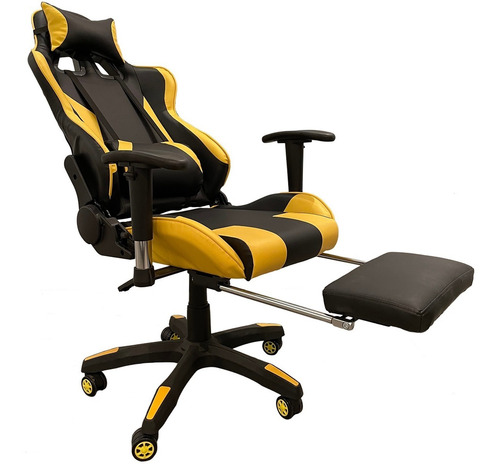Silla Pc Gamer 06 Amarilla 2 Almohadones/apoyapies 6 Cuotas