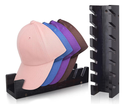 2 Soportes De Madera Rústica Gorras De Béisbol, Organ...