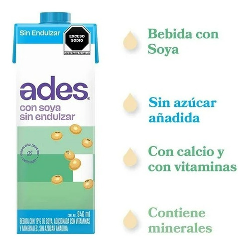 Alimento Líquido Ades De Soya Reducido En Azúcar Sabor.