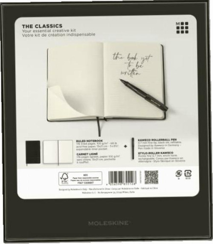 Moleskine Pacote de Caderno Clássico e Caneta Kaweco, Cor Preta