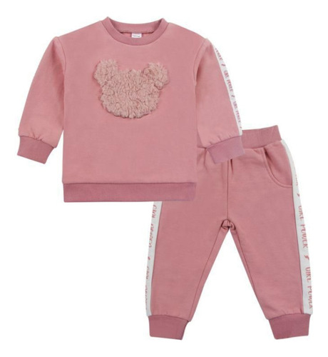 Conjunto Buzo Algodon Afranelado Diseño Osito Para Niña