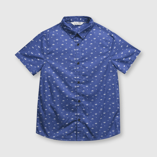 Camisa De Niño Tropical Azul Colloky