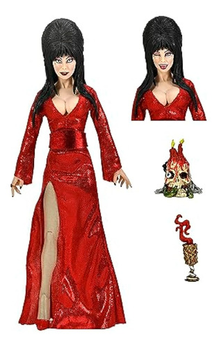 Neca - Elvira - 8 Figura De Acción Vestida Rojo, Susto Y Boo