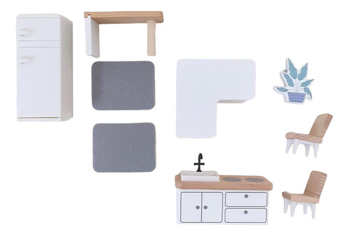 Kit De Muebles De Casa De Muñecas En Miniatura, Cocina