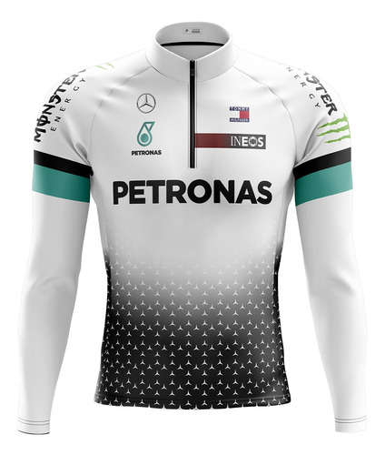 Camisa Para Ciclista Manga Comprida Petronas Com 3 Bolsos