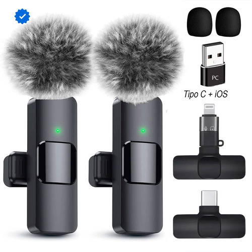 Micrófonos De Solapa Para Celular Tipo C iPhone Y Computador Color Negro