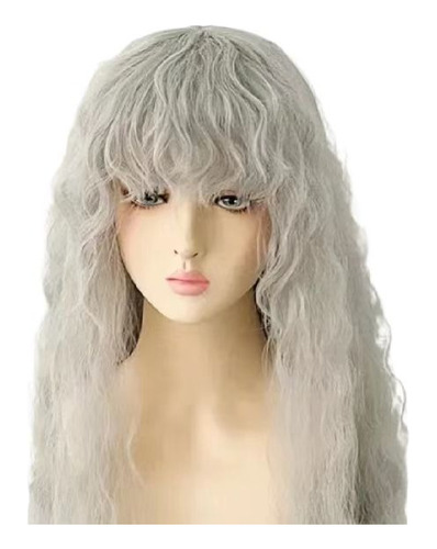Peluca De Cosplay Berserk Griffith, Gris Claro, Rizada, Ondu