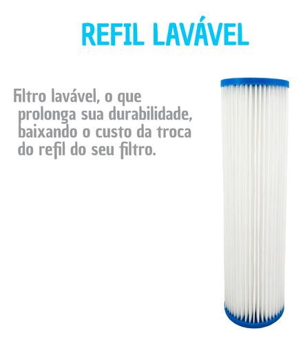 Filtro Agua Cavalete Caixa Dagua Pou Refil Plissado Lavável Cor Rosca 3/4