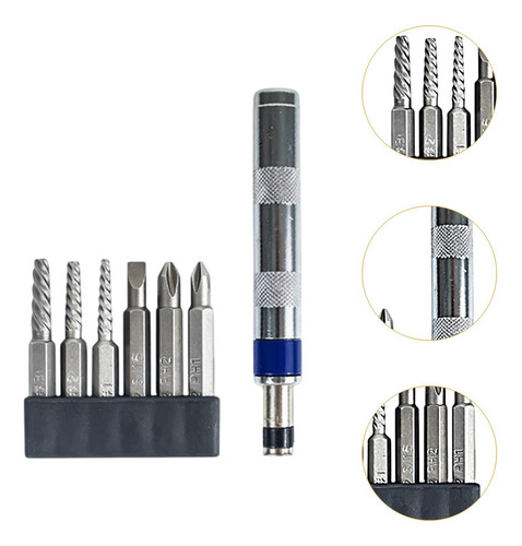 7x Kit De Destornillador De Impacto A Mano Reversible
