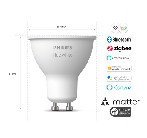 Imagen 3 de 8 de 3x Ampolletas Led Philips Hue Gu10 Cálida 6w Bluetooth