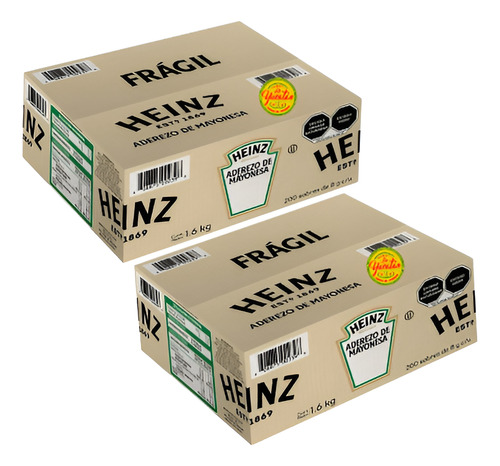 Caja Aderezo De Mayonesa Heinz 200 Sobres De 8g C/u