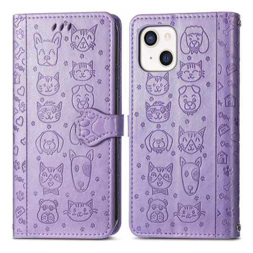 Funda De Piel De Lujo Con Diseño De Gato Y Perro Para