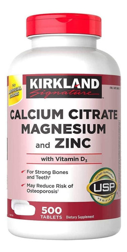 Kirkland Calcio Citrato, Magnesio, Zinc, Vitamin D3 500 Tabs