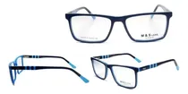 Comprar Lentes Monturas Azul Franjas Celestes Rectangulares