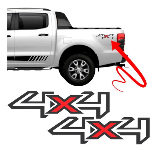 Adesivo Faixa Aplique Lateral Emblema 4x4 Ranger 2014 Á 2018