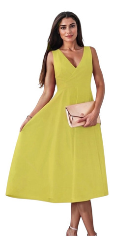Vestido Midi Escote Cruzado Y Caída Fluida #205